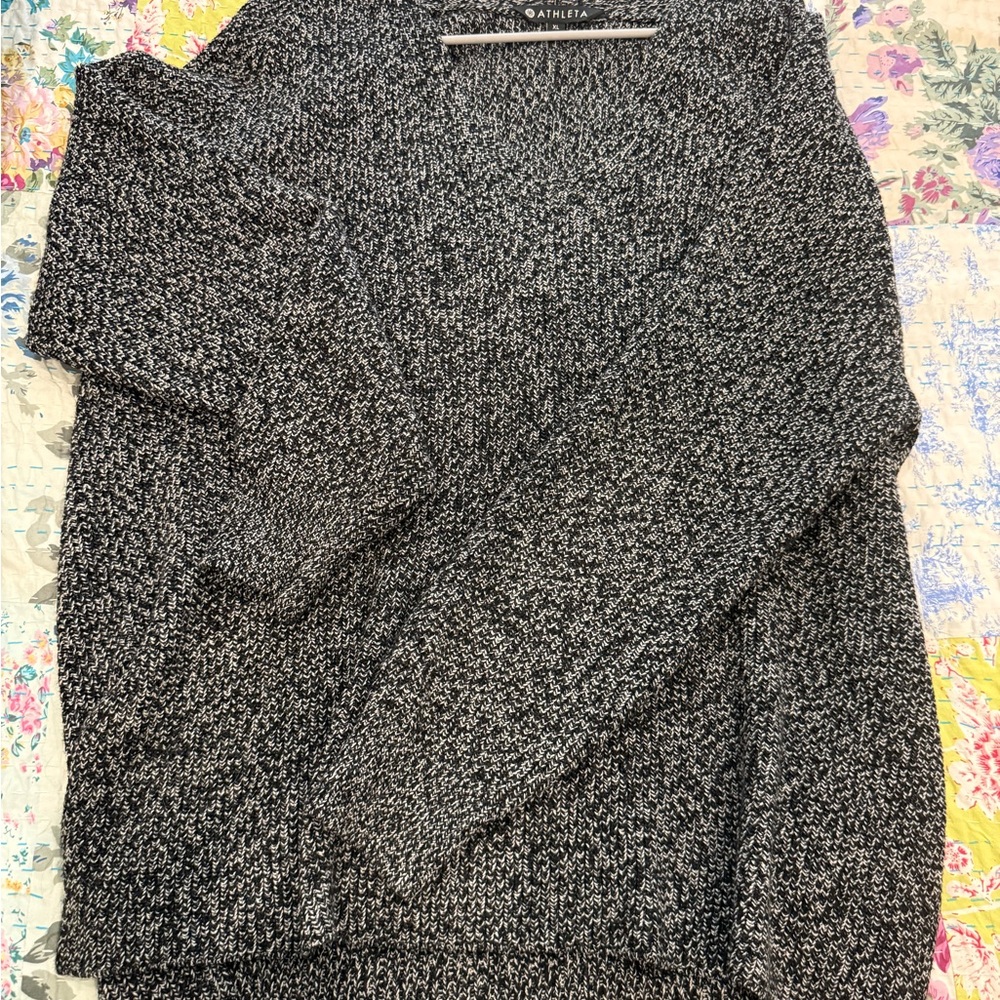 Athleta Black & White Marled Knit Pullover Sweater
